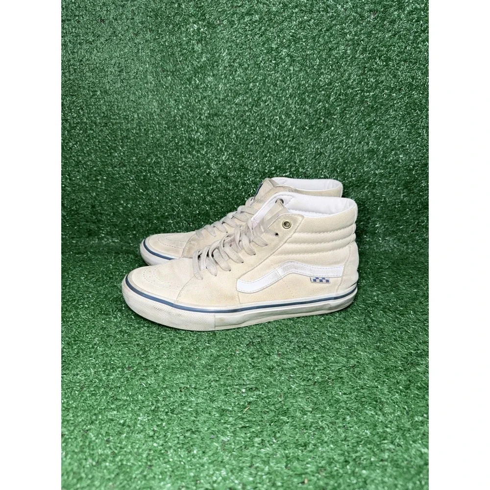 Vans Sk8 Hi Mens Size 7.5 Beige Skate Shoes Old Skool Casual Comfort‎ Sneakers